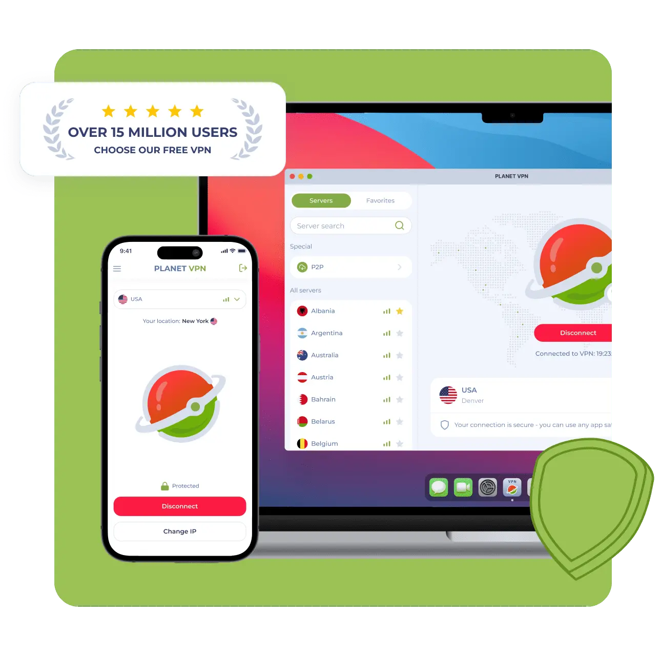 Planet VPN app on mobile and desktop